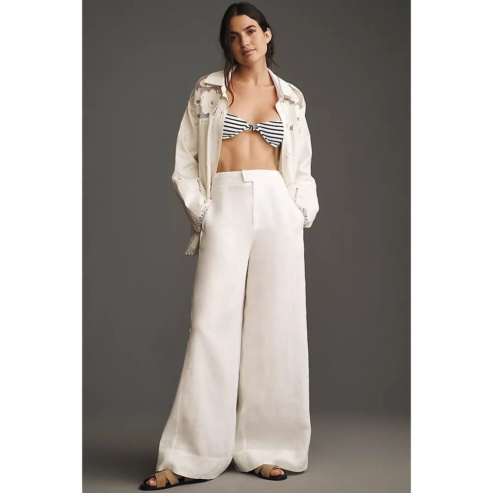Anthropologie Crochet Scallop-Hem Shirt Jacket Size XL